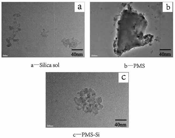 圖2_硅溶膠、PMS、PMS-Si的TEM圖
